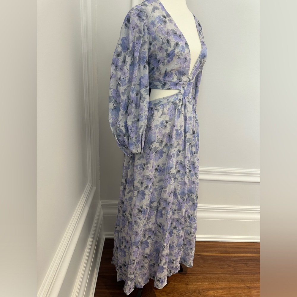 Bardot NWOT Romantic Puff Sleeve Cut Out Floral Maxi Summer Resort Dress (XL) - Picture 5 of 12